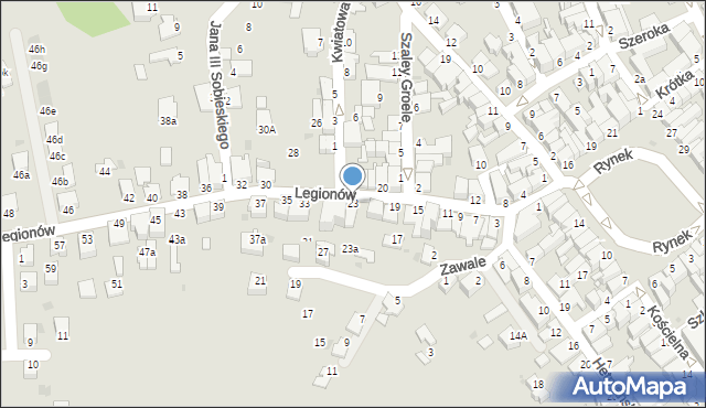 Mielec, Legionów, 23, mapa Mielca