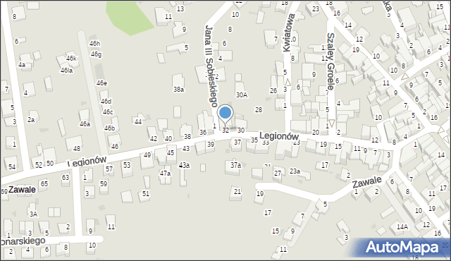 Mielec, Legionów, 32, mapa Mielca