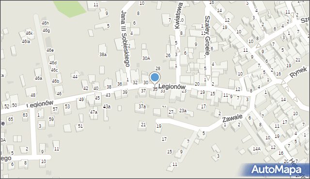 Mielec, Legionów, 35, mapa Mielca