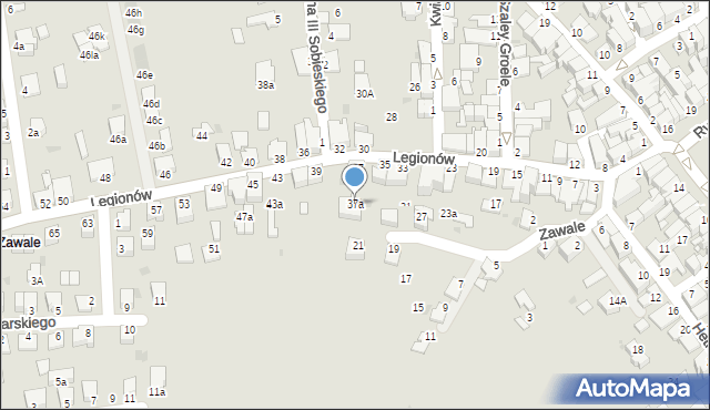 Mielec, Legionów, 37a, mapa Mielca