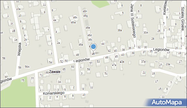 Mielec, Legionów, 46, mapa Mielca