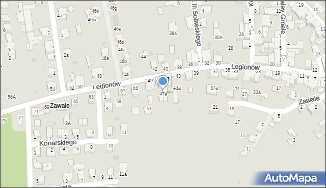 Mielec, Legionów, 47a, mapa Mielca