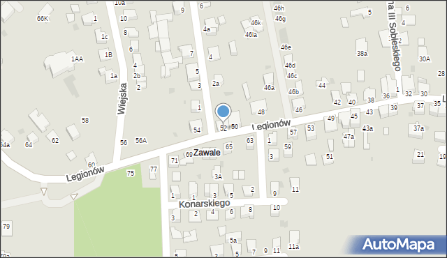 Mielec, Legionów, 52, mapa Mielca