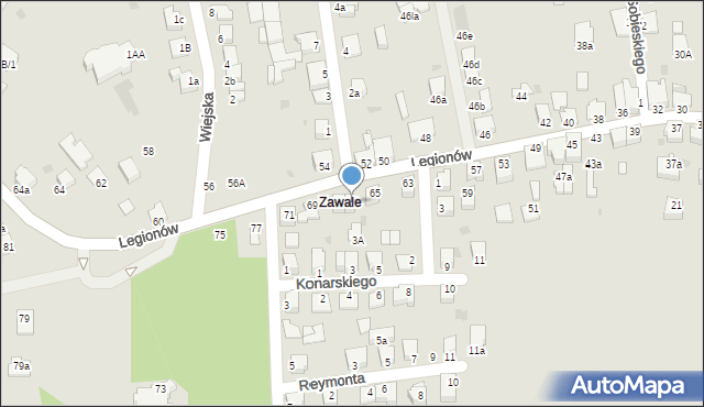 Mielec, Legionów, 67, mapa Mielca