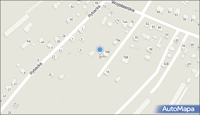 Mielec, Letnia, 10, mapa Mielca