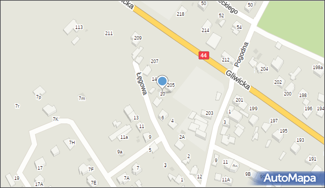 Mikołów, Łęgowa, 10, mapa Mikołów