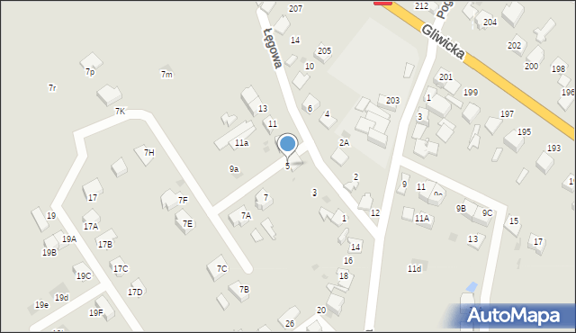 Mikołów, Łęgowa, 5, mapa Mikołów