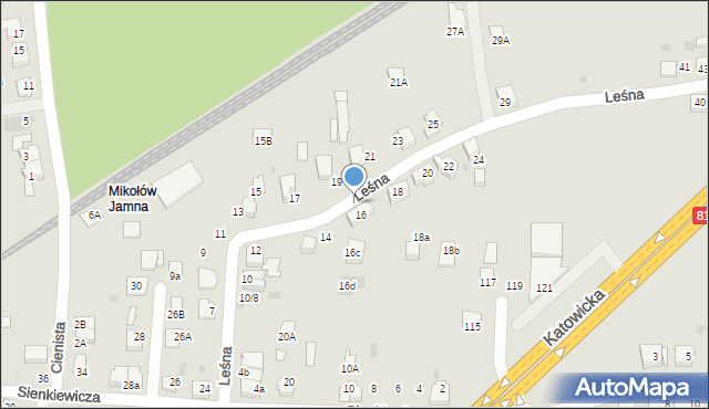 Mikołów, Leśna, 16b, mapa Mikołów
