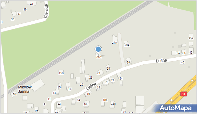 Mikołów, Leśna, 21A, mapa Mikołów