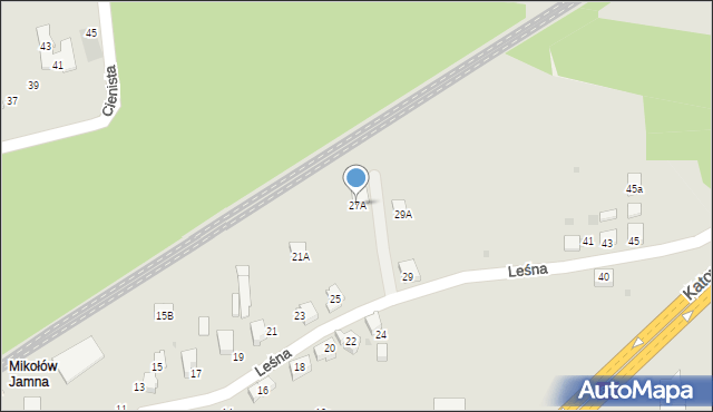 Mikołów, Leśna, 27A, mapa Mikołów
