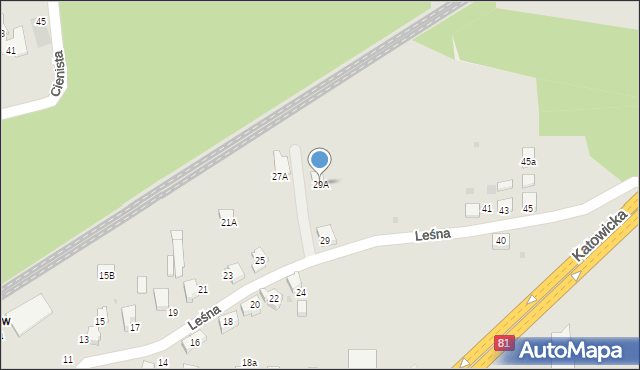 Mikołów, Leśna, 29A, mapa Mikołów