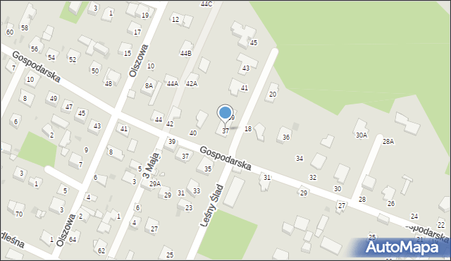 Milanówek, Leśny Ślad, 37, mapa Milanówek