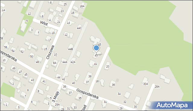 Milanówek, Leśny Ślad, 43, mapa Milanówek