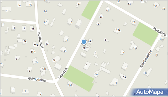 Milanówek, Letnicza, 6B, mapa Milanówek