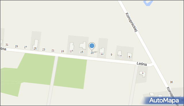 Milejów, Leśna, 13, mapa Milejów