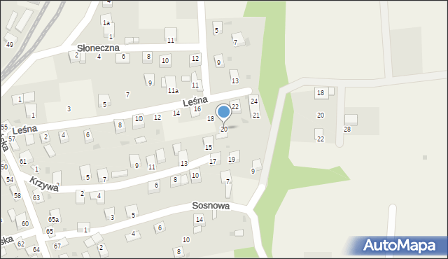 Milówka, Leśna, 20, mapa Milówka
