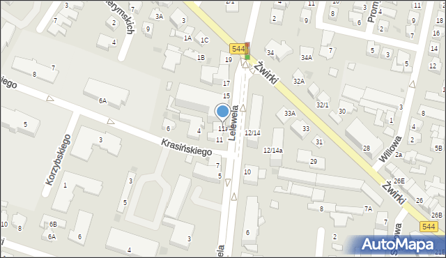 Mława, Lelewela Joachima, 11a, mapa Mława