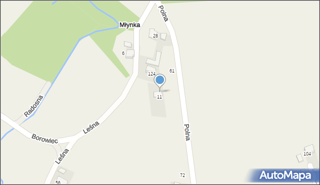 Młynka, Leśna, 18, mapa Młynka