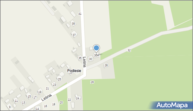 Mniów, Leśna, 30A, mapa Mniów
