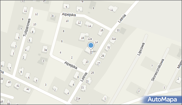 Modła, Letnia, 12, mapa Modła