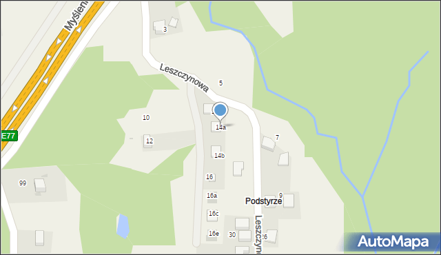 Mogilany, Leszczynowa, 14a, mapa Mogilany