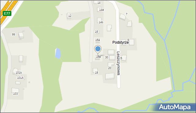 Mogilany, Leszczynowa, 16e, mapa Mogilany