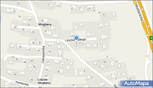 Mogilany, Leszka Białego, 2, mapa Mogilany
