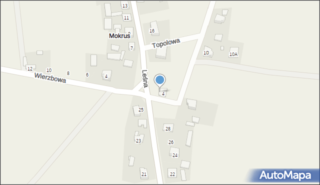 Mokrus, Leśna, 10, mapa Mokrus
