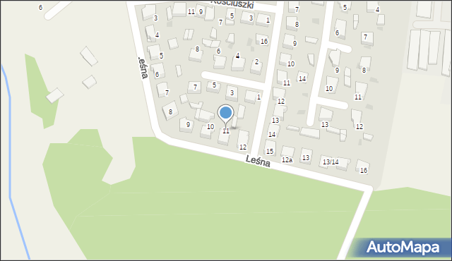 Mstów, Leśna, 11, mapa Mstów