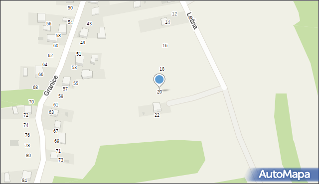 Myślachowice, Leśna, 20, mapa Myślachowice