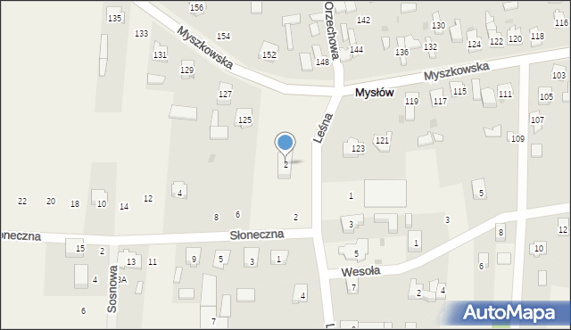 Mysłów, Leśna, 2, mapa Mysłów