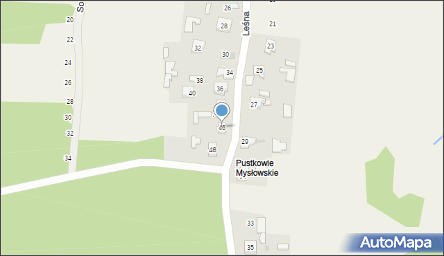 Mysłów, Leśna, 46, mapa Mysłów