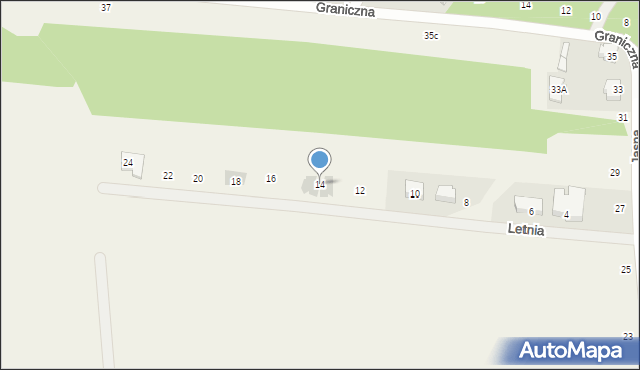 Myszczyn, Letnia, 14, mapa Myszczyn