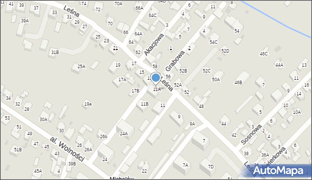 Myszków, Leśna, 11A, mapa Myszków