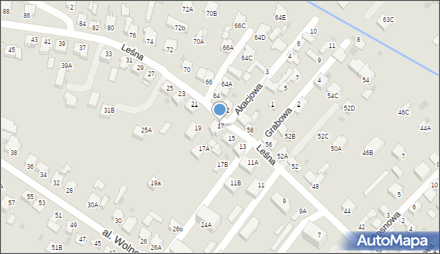 Myszków, Leśna, 17, mapa Myszków