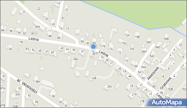 Myszków, Leśna, 33, mapa Myszków