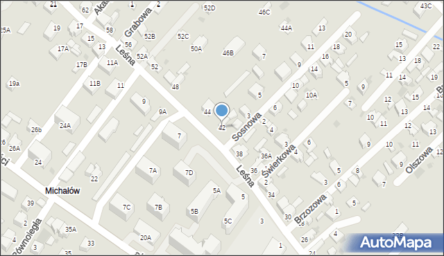 Myszków, Leśna, 42, mapa Myszków