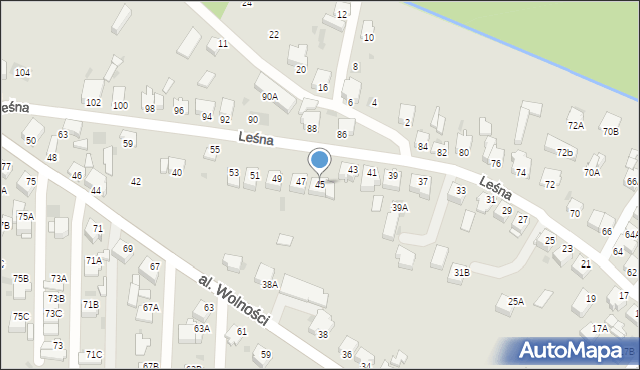 Myszków, Leśna, 45, mapa Myszków