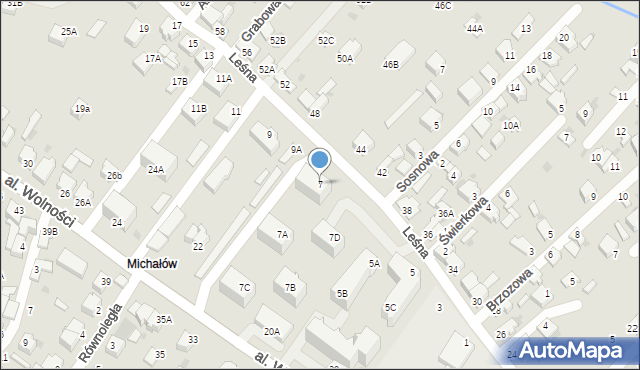 Myszków, Leśna, 7, mapa Myszków