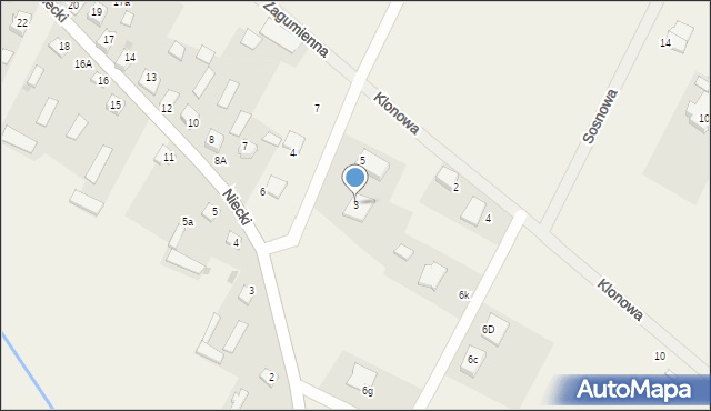 Niecki, Leśna, 3, mapa Niecki