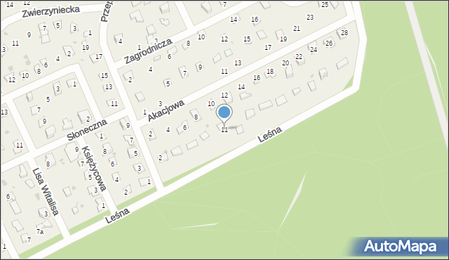 Nienawiszcz, Leśna, 11, mapa Nienawiszcz