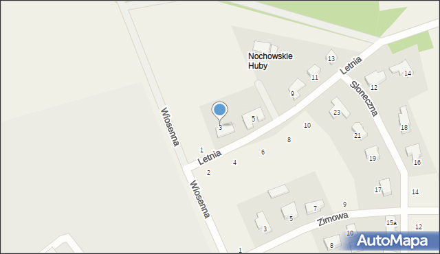 Nochowo, Letnia, 3, mapa Nochowo