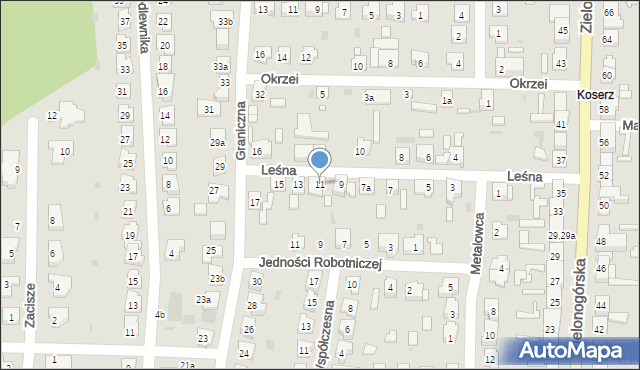Nowa Sól, Leśna, 11, mapa Nowa Sól