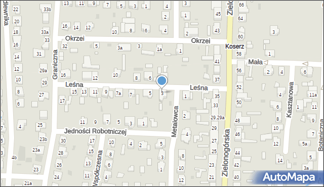 Nowa Sól, Leśna, 3, mapa Nowa Sól