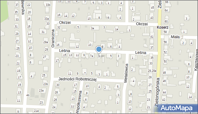 Nowa Sól, Leśna, 7, mapa Nowa Sól