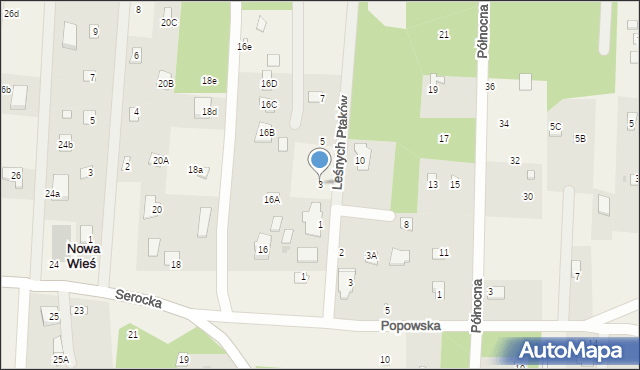 Nowa Wieś, Leśnych Ptaków, 3, mapa Nowa Wieś