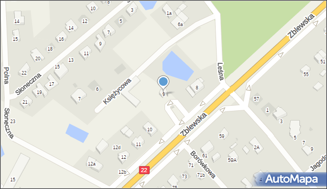 Nowa Wieś Rzeczna, Leśna, 9, mapa Nowa Wieś Rzeczna