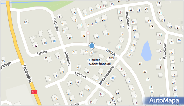 Nowe, Leśna, 23, mapa Nowe