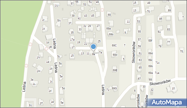 Nowe Chechło, Leśna, 9a, mapa Nowe Chechło