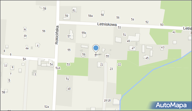 Nowe Chrusty, Letniskowa, 57, mapa Nowe Chrusty